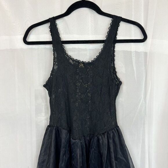 vintage 100% nylon tiered lace chemise slip dress steampunk gothic coquette - Picture 9 of 11